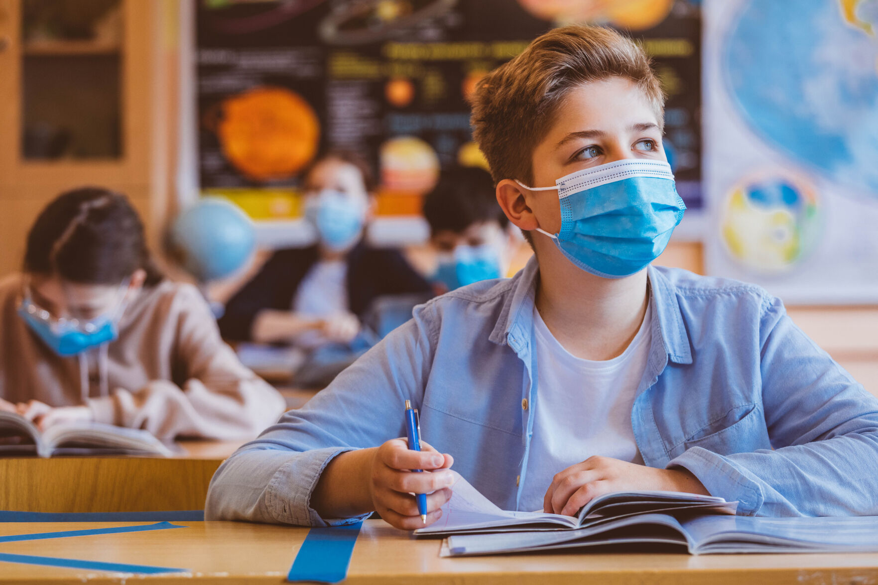 health covid masked student